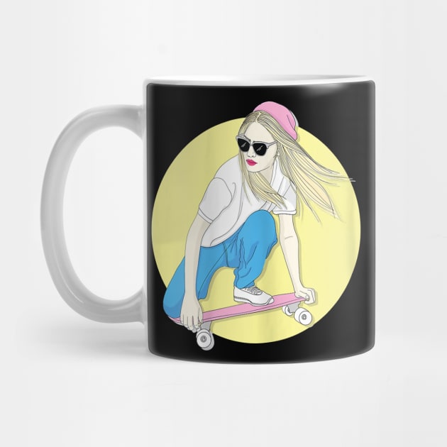 Skateboard Skateboarder Skater Girl 80s Pastel Aesthetic by Rojio